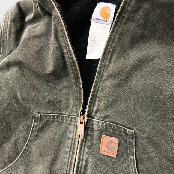 Y2k Youth Carhartt Moss Green Hooded Jacket YYJ130 MOS - Picture 2 of 3